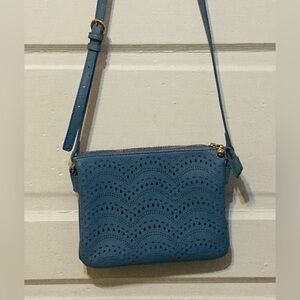 Blue Eyelet Crossbody Bag